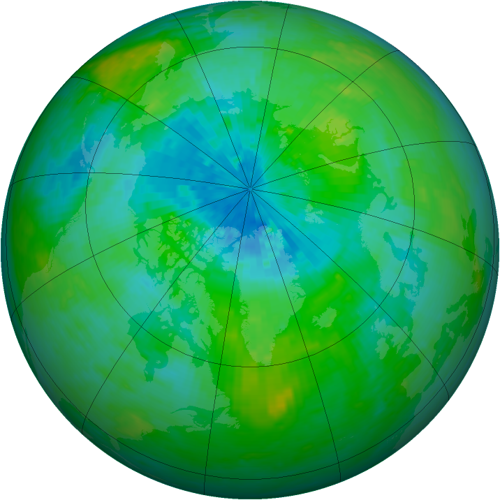 Arctic ozone map for 24 August 1990